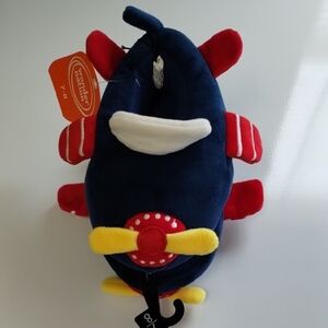 Red and Blue Plush Airplane Slippers